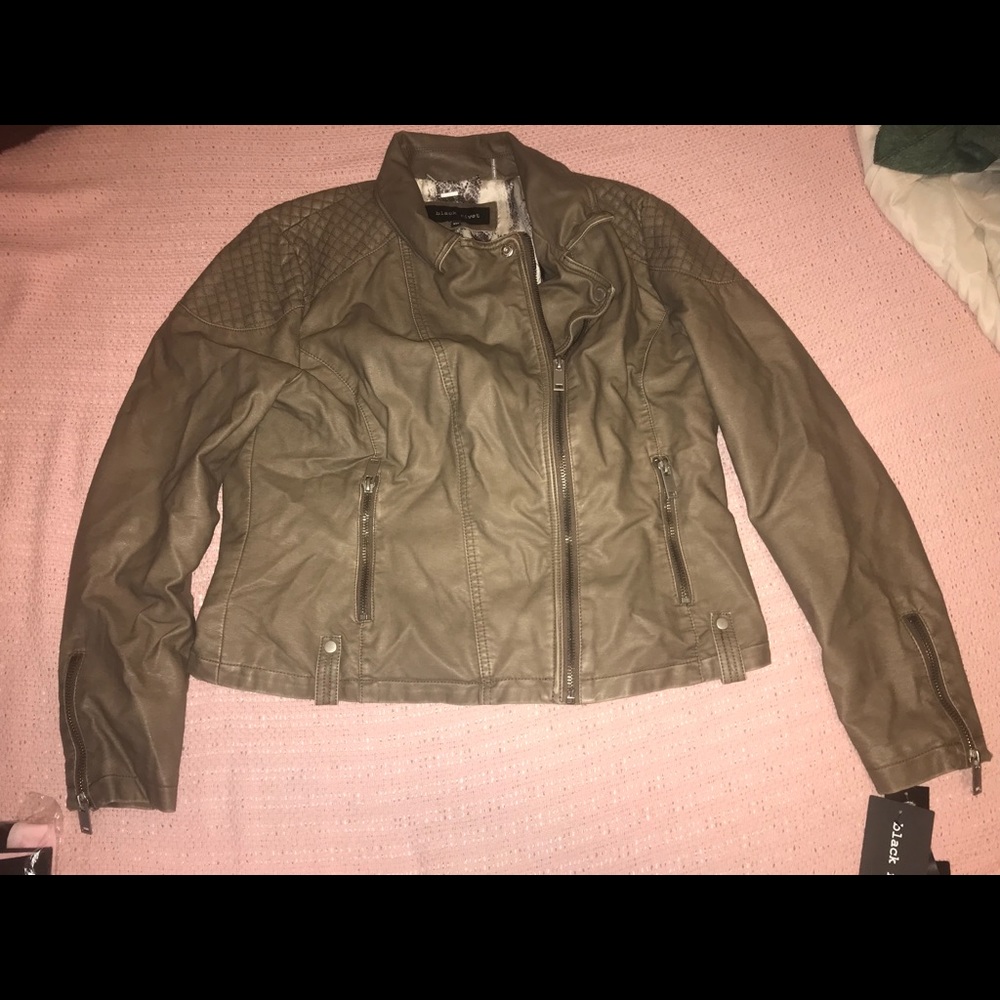 Taupe faux leather jacket